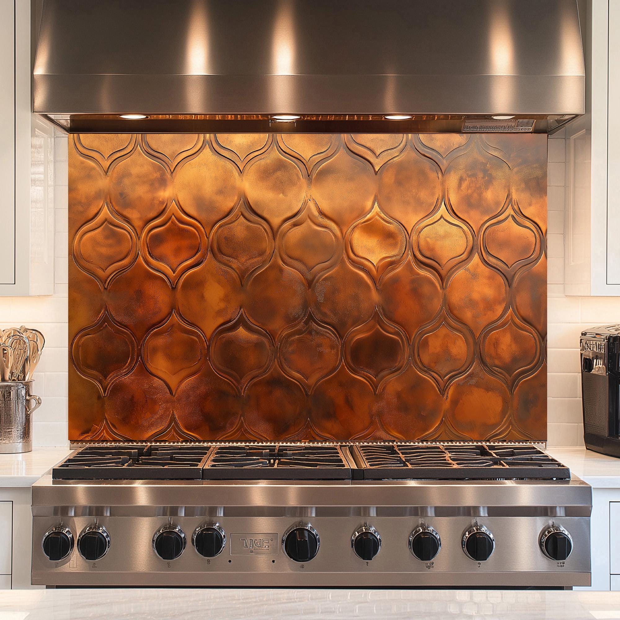 Copper Look Kitchen Backsplash,tempered Kitchen Backsplash Panel,stove ...