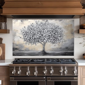 Panneau de dosseret de cuisine Tree of Life,couvercle arrière de la cuisinière,couvercle supérieur en verre pour crédence de cuisinière,planche à découper et plan de travail,dosseret carreau