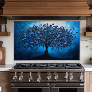 Panneau de dosseret de cuisine Tree of Life,couvercle arrière de la cuisinière,couvercle supérieur en verre pour crédence de cuisinière,planche à découper et plan de travail,dosseret carreau