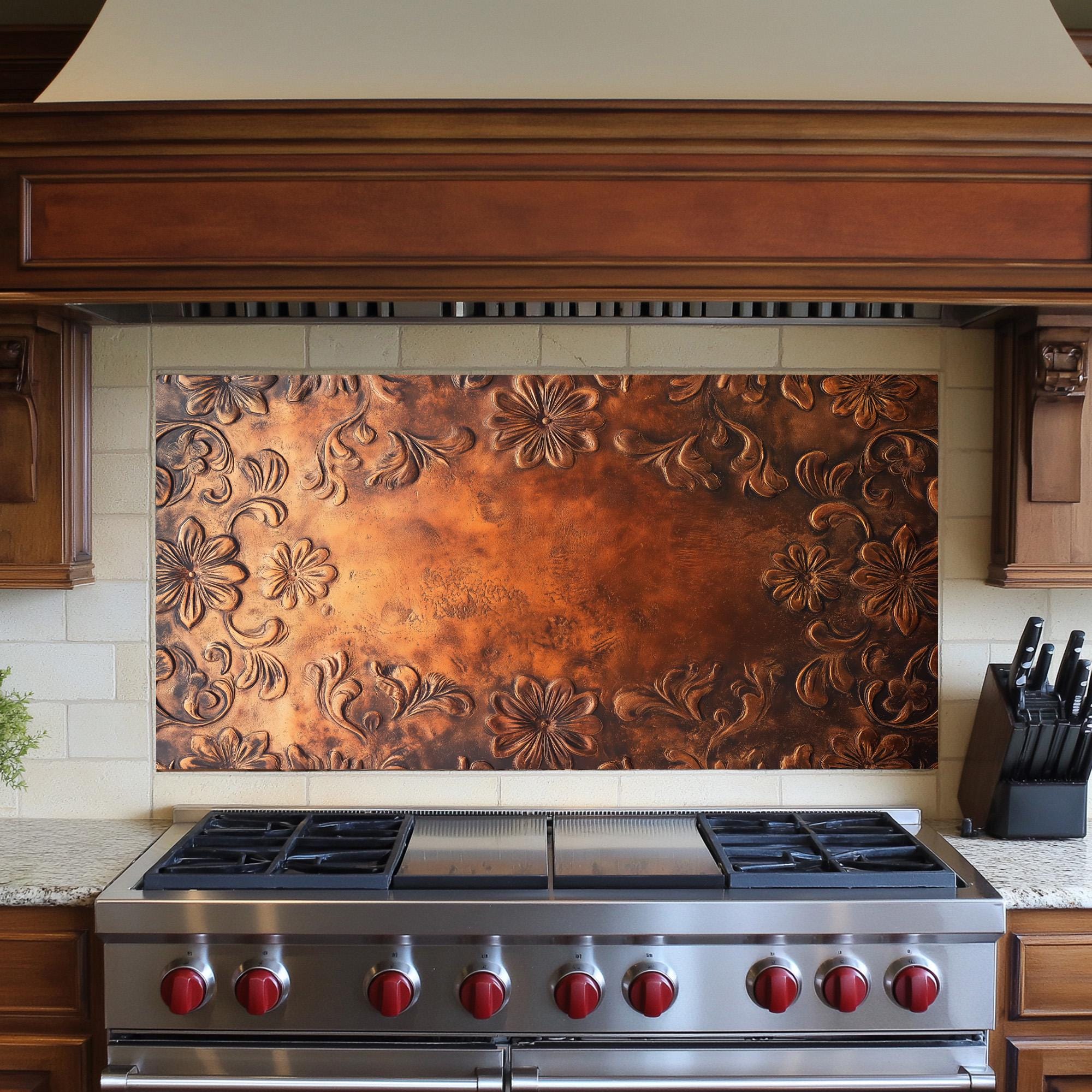 Copper Look Kitchen Backsplash,tempered Kitchen Backsplash Panel,stove ...