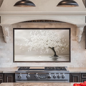 Tempered Glass Backsplash Panel,Flowers Tree Backsplash for Kitchen Splashback Stove Back Cover,Sink Splashback,Backsplash Behind Stove