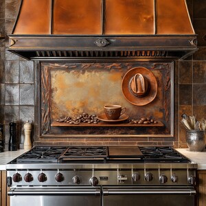 Dosseret de cuisine en cuivre pour cuisinière, façade arrière de cuisinière, crédence en verre, couvercle supérieur de cuisinière, dosseret en carrelage, décoration de cuisine, planche à découper