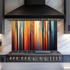 Carrelage abstrait en verre trempé pour dosseret de poêle,Couvercle arrière de poêle,Décoration de cuisine,Couvercle supérieur de poêle,Carrelage pour dosseret de cuisine,Créage de crédence,Dosserets