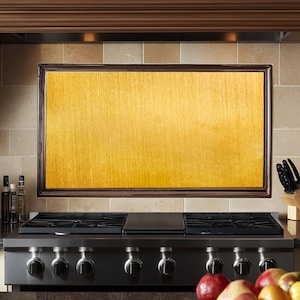 Dosseret en verre or jaune, crédence de poêle trempée, revêtement arrière de cuisine résistant à la chaleur, décoration dorée moderne, dosserets