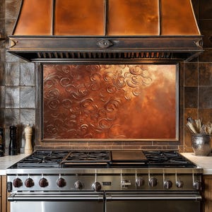 Dosseret de cuisine en verre cuivré derrière la cuisinière, crédence de poêle pour crédence de cuisine pour couvercle de cuisinière, dosserets, crédence en carrelage