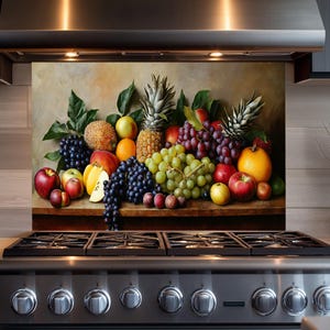 Grape Kitchen Backsplash Panel,Tempered Glass Stove Back Cover,Behind Stove,Kitchen for Splashback Tile,Backsplash Mural,Kitchen Decor
