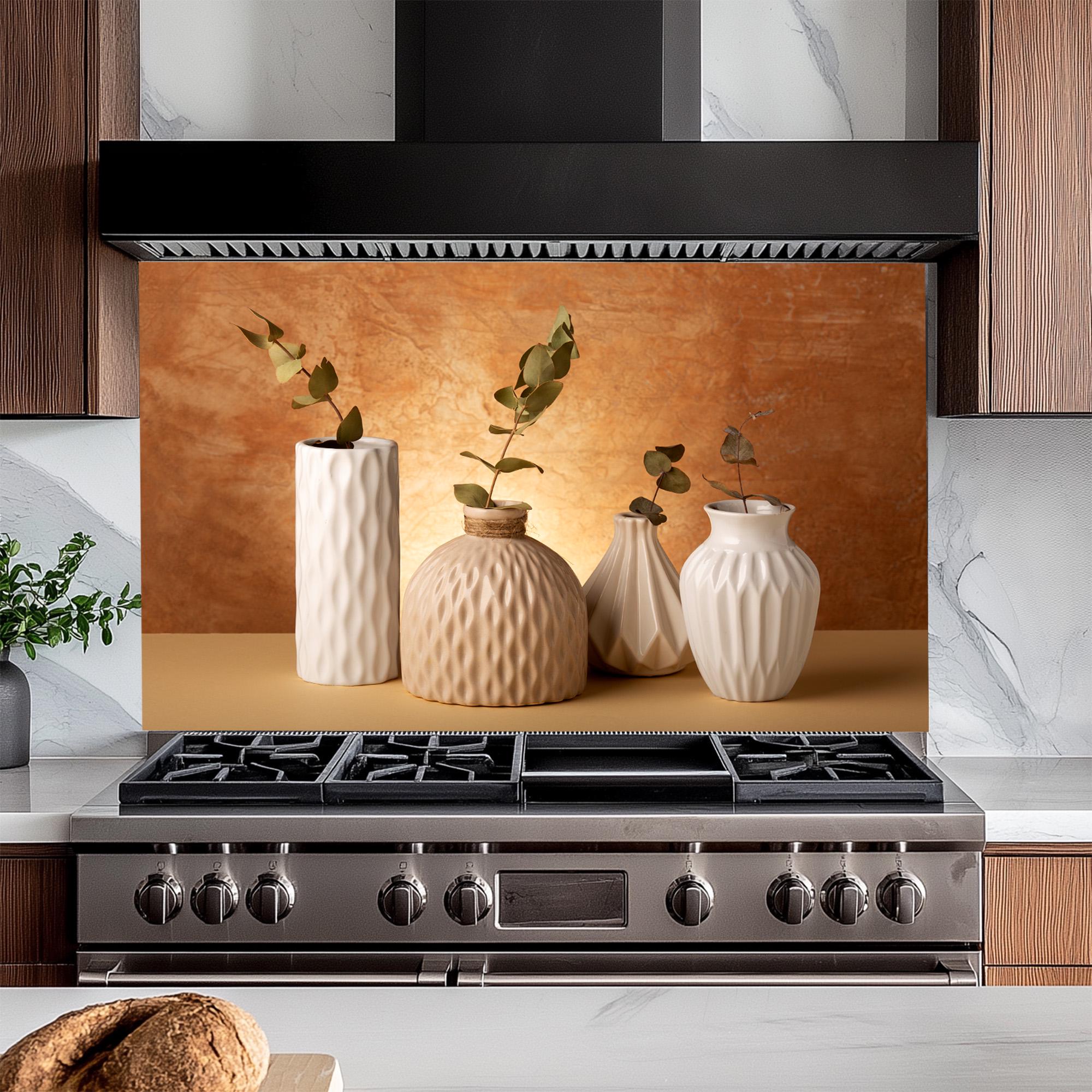 Neutral Kitchen Splash Back Neutral Vase Backsplash Panel, Modern Kitchen Wall Art, Tempered Glass ...