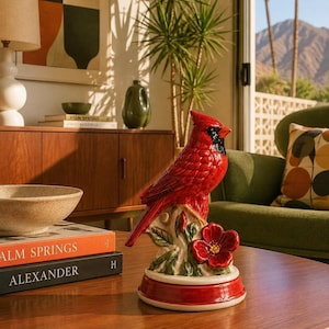 Cardenal de cerámica vintage sin esmaltar – Figura lista para pintar – Material para manualidades DIY