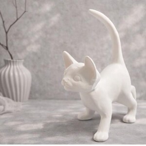 Gato de cerâmica vintage em biscuit – Estatueta pronta para pintar – Kit de pintura faça você mesmo – Cerâmica inacabada – Clay Culture Studio