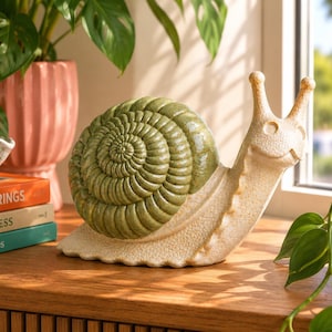 Vintage Ceramic Large Garden Snail Bisque – Ready to Paint Figurine – DIY Paint Kit Supply – Unfinished Pottery – Clay Culture Studio
