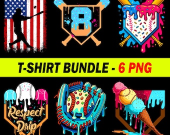 Paquete PNG de béisbol, diseño divertido de camiseta de béisbol, archivo de sublimación digital