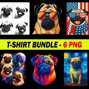 Funny Pug PNG: Dog Lover T-Shirt Clipart (Digital Download, 14 inches)