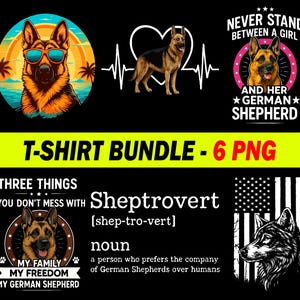 German Shepherd Silhouette PNG, Dog Lover Clipart, Digital Download, T-Shirt Design, Sublimation File