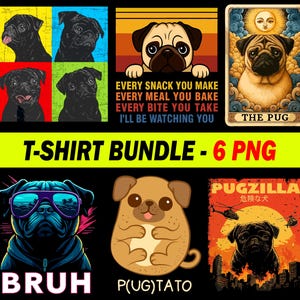 Pug Face PNG, Cute Puppy Sublimation Clipart, Digital Pet Design for Shirts, Instant PNG Download