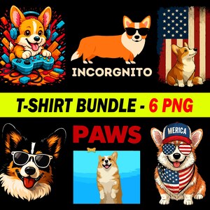 Cartoon Corgi PNG, Cute Dog Clipart for Sublimation, T-Shirt Design, Instant Download