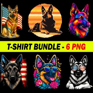 German Shepherd Dog PNG, Pet Lover Sublimation Design, Digital T-Shirt Clipart, Instant Download