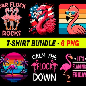 Flamingo PNG Bundle, Tropical Bird Sublimation Design, Summer Clipart, Digital Download, T-Shirt PNG, Instant Download