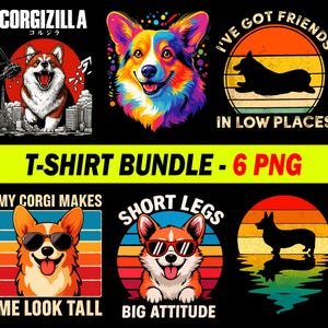 Corgi PNG Bundle, Cute Dog Sublimation Design, T-Shirt PNG, Digital Download, Pet Clipart