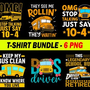 Bus Driver PNG: School Transportation Clipart, T-Shirt Design (Digital Download, 300 DPI, 14 inches )