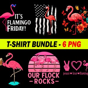 Flamingo Clipart Bundle, Summer Sublimation PNG, Vacation Bird Design, Digital Download for Shirts, Instant PNG File