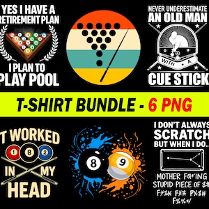 Eight Ball PNG Bundle, Billiards Clipart Design, Pool Game Shirt PNG, Instant Download