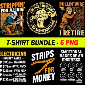 Funny Electrician PNG, Wiring Tools Sublimation Design, Digital Download for T-Shirts, Electric Clipart