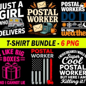 Postal Worker T-Shirt PNG, USPS Digital Design, Mailman Clipart Bundle, Instant Sublimation PNG