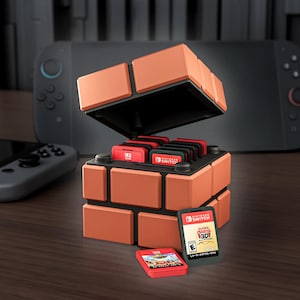 Switch and Switch 2 Game Holder for Nintendo Games | Brick Block Super Mario inspired