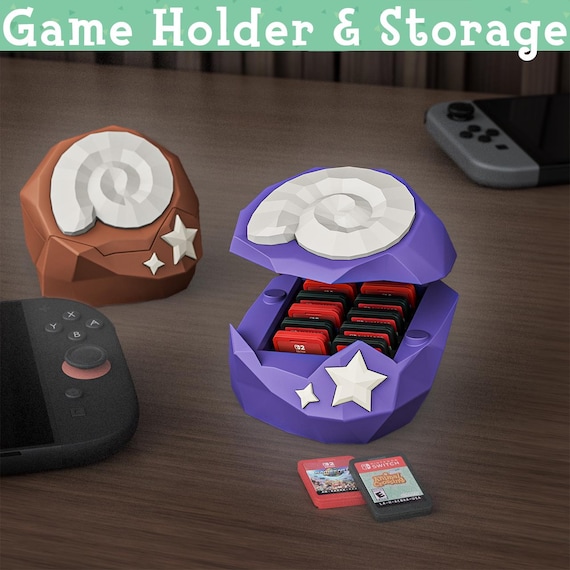 Game Holder for Nintendo Switch & Switch 2 | Animal Crossing Fossil Inspired Storage Box