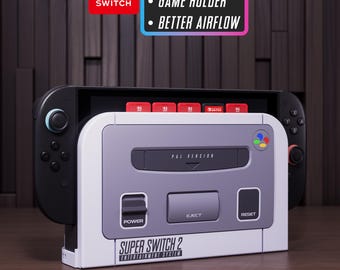 Nintendo Switch 2 Dock Cover | Game Holder | Dock Riser for Airflow SNES inspired