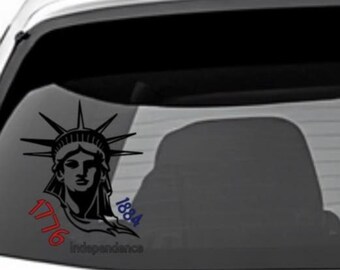 1776 1884 Statue of Liberty Independence Vinyl Decal | Patriotic Car Decal | USA Liberty Sticker | Waterproof Window Laptop Decal