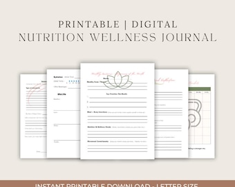 Wellness Journal for Women | Nutrition & Fitness Tracker | Editable Canva Planner | Printable + Digital Download | Habit, Mood, Cycle Track