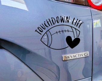 Touchdown Life Football Decal | Football Mom Car Sticker | Game Day Vinyl Decal for Car Window, Truck, SUV, Laptop | Sports Fan Gift
