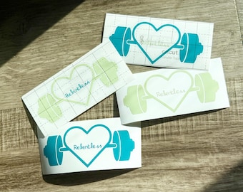 Heart Barbell Vinyl Decal | Relentless Gym Motivation Sticker | Car SUV Laptop Mirror Waterbottle Sticker | Fitness Love | Gift For Her