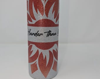 20oz Glitter Tumbler | Push Harder Than Yesterday | Motivational Stainless Steel Cup | Custom Travel Mug Gift for Her | Coffee | Hot Cold