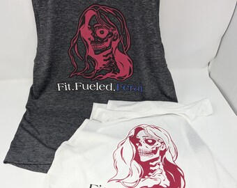 Fit Fueled Feral Skeleton Tank Top | Edgy Women's Gym Shirt | Fitness Lover Gift | Feral Woman Gift