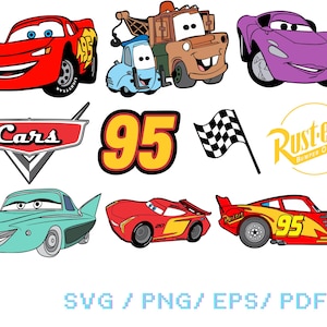 Cars Birthday Bundle: Lightning McQueen & Mater SVG PNG (Digital Download)