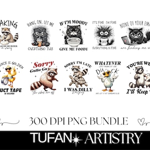 Bundle PNG animaux sarcastiques - animaux drôles Png - humour adulte Png - santé mentale Png - sublimation - drôle adulte PNG - cadeaux pour elle