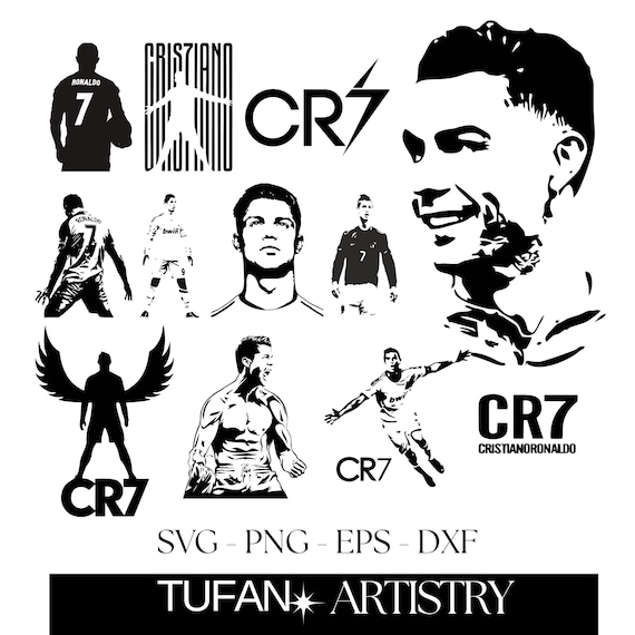 Cristiano Ronaldo CR7 Clipart Bundle | Football PNG, SVG (Digital Download)