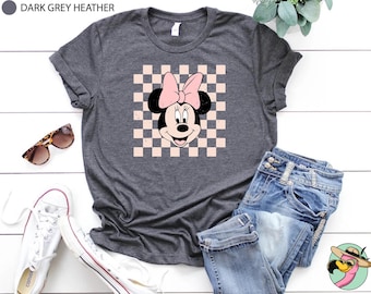 Vintage Minnie Mouse Checkered T-Shirt: Disneyland Vacation Tee