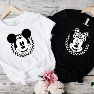 Vintage Mickey Minnie Shirt,Checkered Mickey Minnie T-shirt,Disney Valentine Shirt,Retro Disney Couple Shirt,Disneylan Family Vacation Shirt