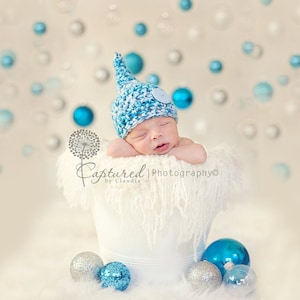 Icicle Blue Newborn Baby Gnome Hat image 1