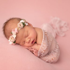 Rosa hauchzarten Stretch Spitzen Wrap Neugeborenen Fotografie Requisite Baby Swaddle