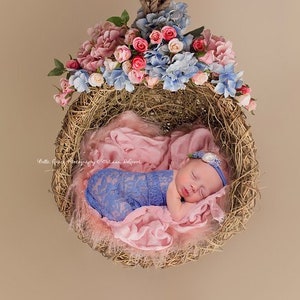 Schiefer Blau Stretch Spitzen Wrap Neugeborene Fotografie Requisite Baby Swaddle
