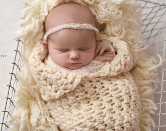 Cream Newborn Baby Collared Cocoon Photography Prop