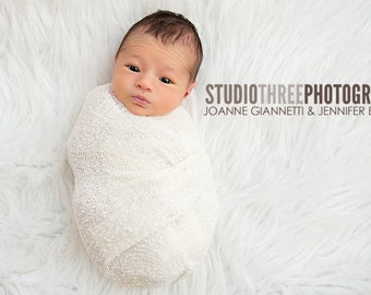 White Stretch Knit Baby Wrap Newborn Photography Prop