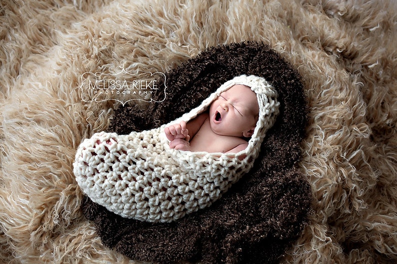 Chunky Hooded Cocoon Newborn Cream image 1