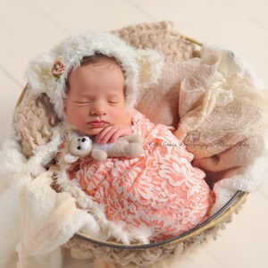 Pfirsich Creme Stretch Spitzen Wrap Neugeborenen Fotografie Requisite Baby Swaddle