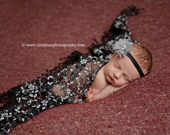 Black Tassels Lace Baby Wrap Newborn Photography Prop