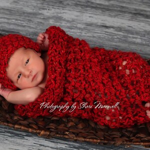 Newborn Cocoon and Hat Set in Red